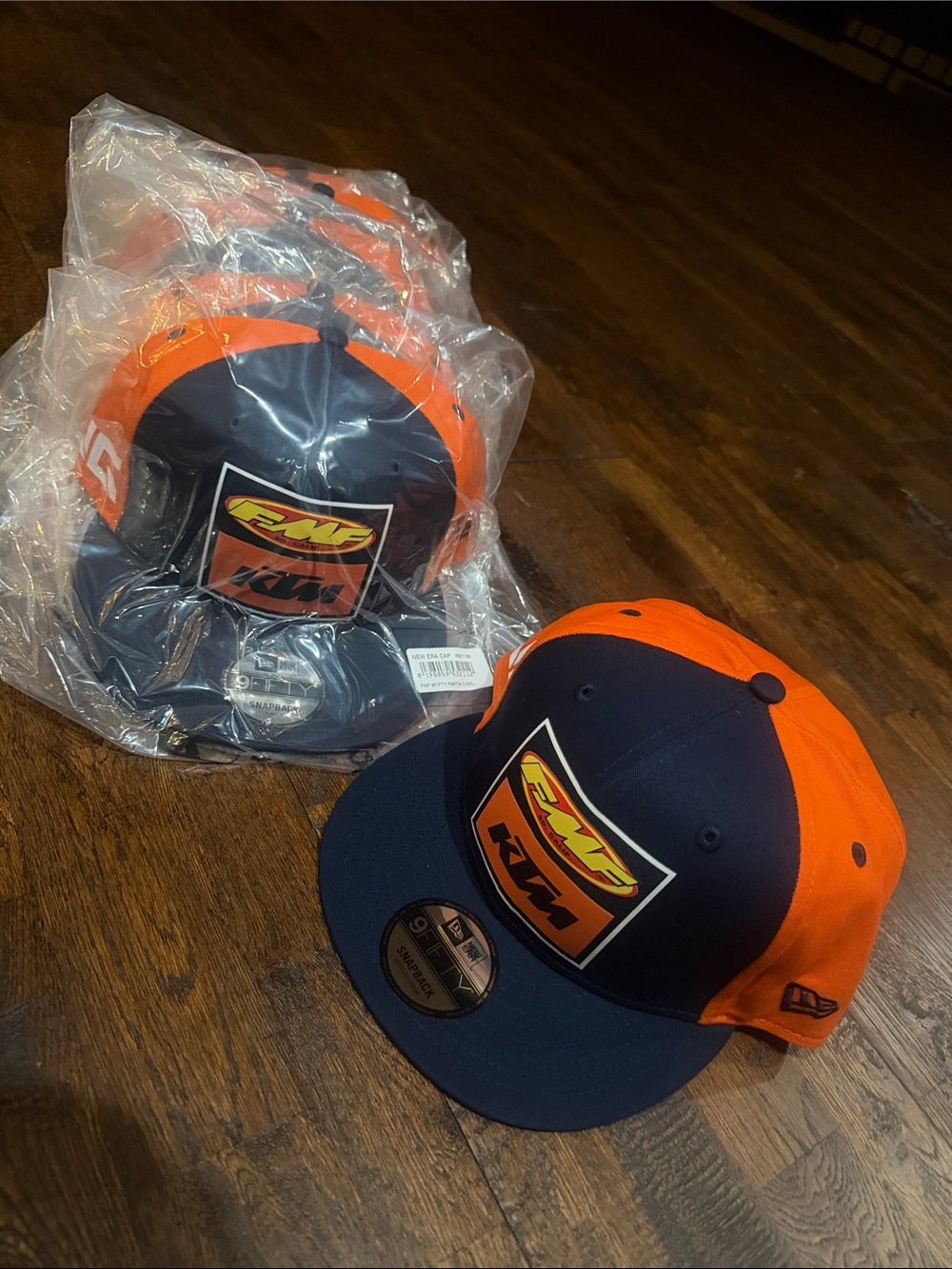 Quantity of 6 - NEW Era KTM FMF Orange & Navy Snapback Hat with RMF Patch